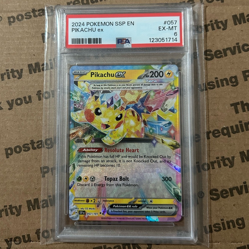 PSA 6 ‘24 Pokemon Pikachu ex Card No. 057